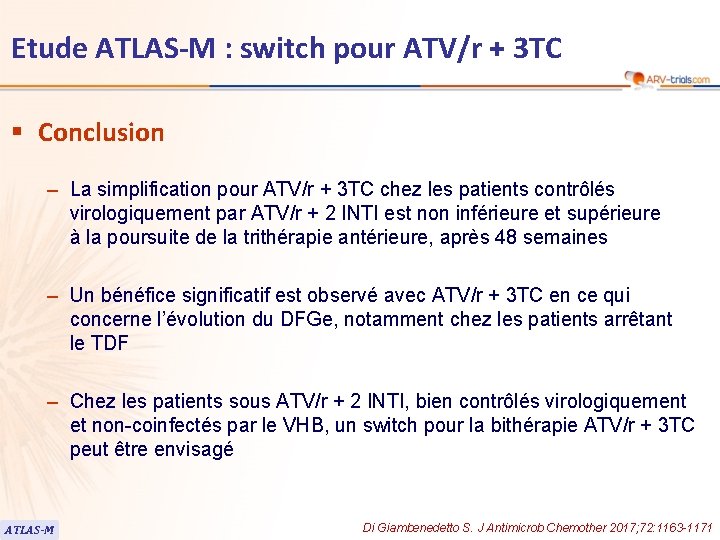 Etude ATLAS-M : switch pour ATV/r + 3 TC § Conclusion – La simplification