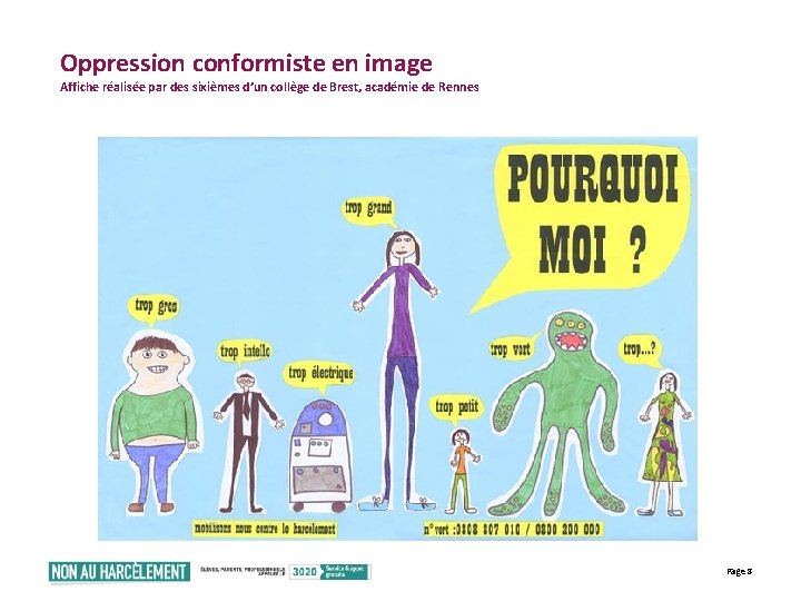 Oppression conformiste en image Affiche réalisée par des sixièmes d’un collège de Brest, académie