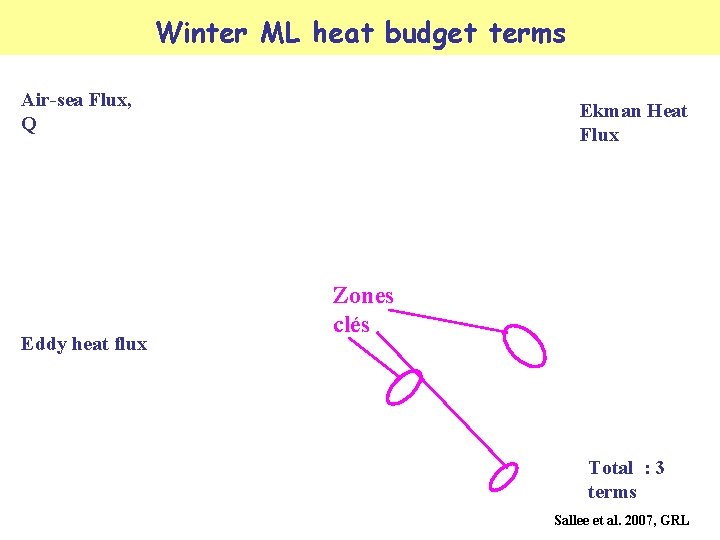 Winter ML heat budget terms Air-sea Flux, Q Eddy heat flux Ekman Heat Flux Winter ML heat budget terms Air-sea Flux, Q Eddy heat flux Ekman Heat Flux