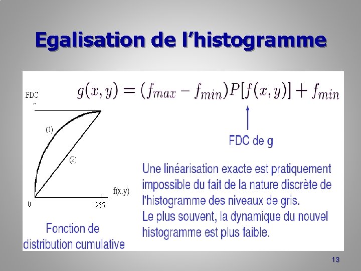 Egalisation de l’histogramme 13 