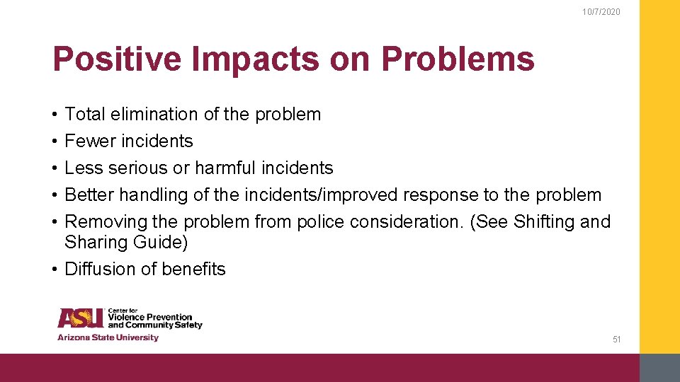 10/7/2020 Positive Impacts on Problems • • • Total elimination of the problem Fewer