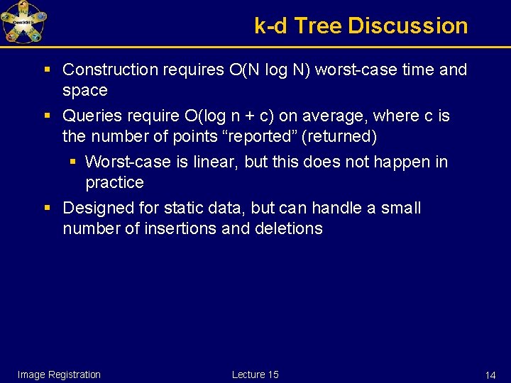 k-d Tree Discussion § Construction requires O(N log N) worst-case time and space §