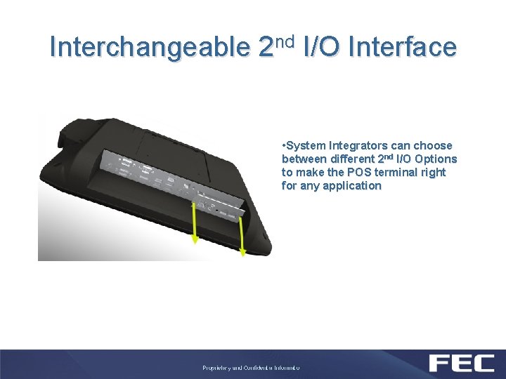 Interchangeable 2 nd I/O Interface • System Integrators can choose between different 2 nd