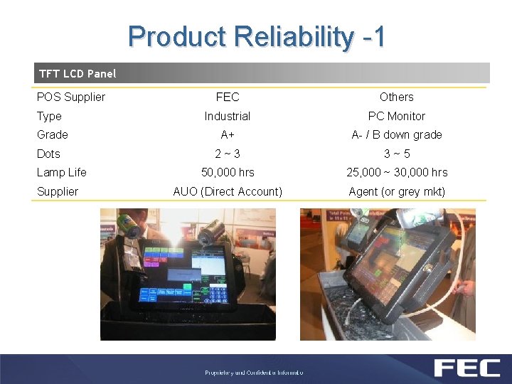 Product Reliability -1 TFT LCD Panel POS Supplier FEC Others Type Industrial PC Monitor