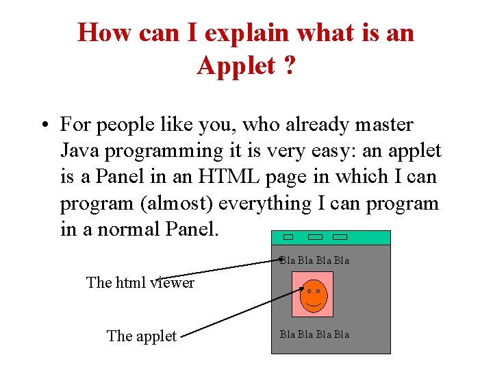 How can I explain what is an Applet ? • For people like you,