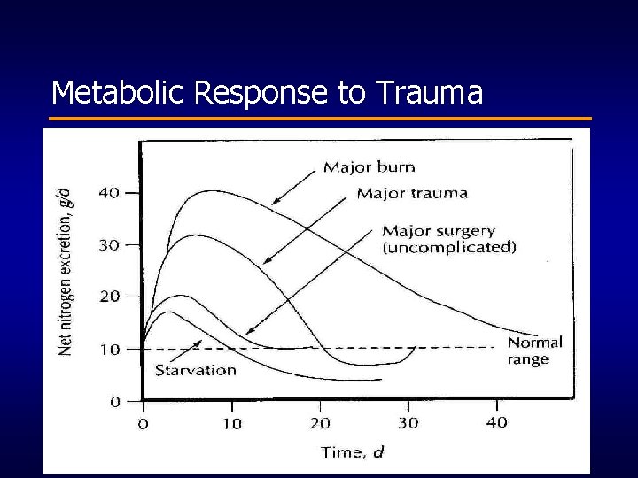 Metabolic Response to Trauma 28 Nitrogen Excretion (g/day) 24 20 16 12 8 4