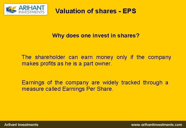 Valuation of shares - EPS Why does one invest in shares? The shareholder can