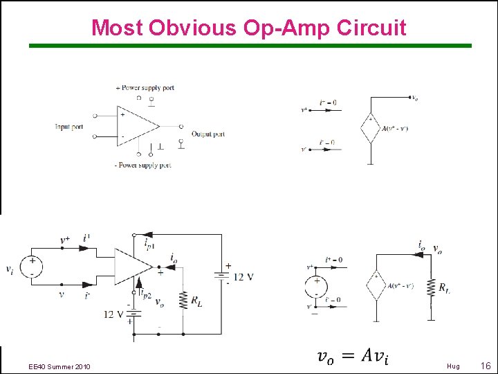 Most Obvious Op-Amp Circuit EE 40 Summer 2010 Hug 16 