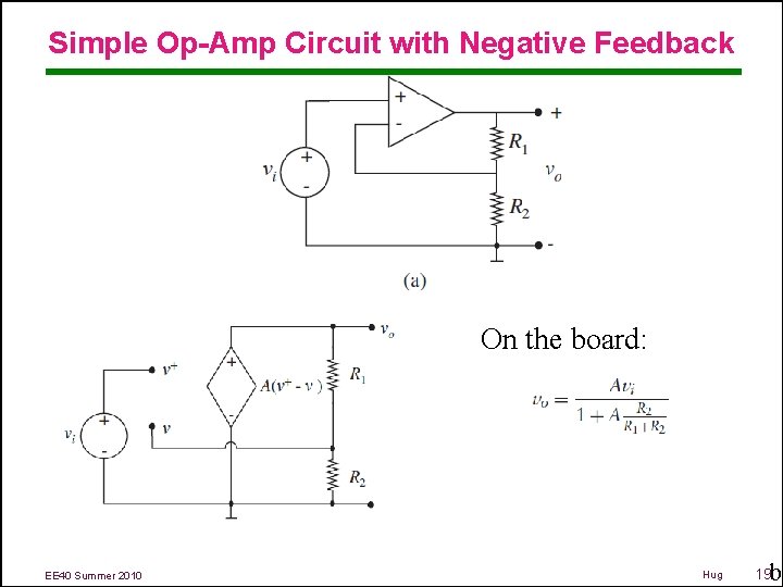Simple Op-Amp Circuit with Negative Feedback On the board: EE 40 Summer 2010 Hug