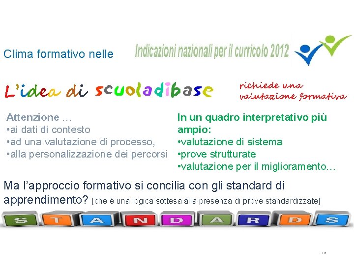 Clima formativo nelle L’idea di Attenzione … • ai dati di contesto • ad