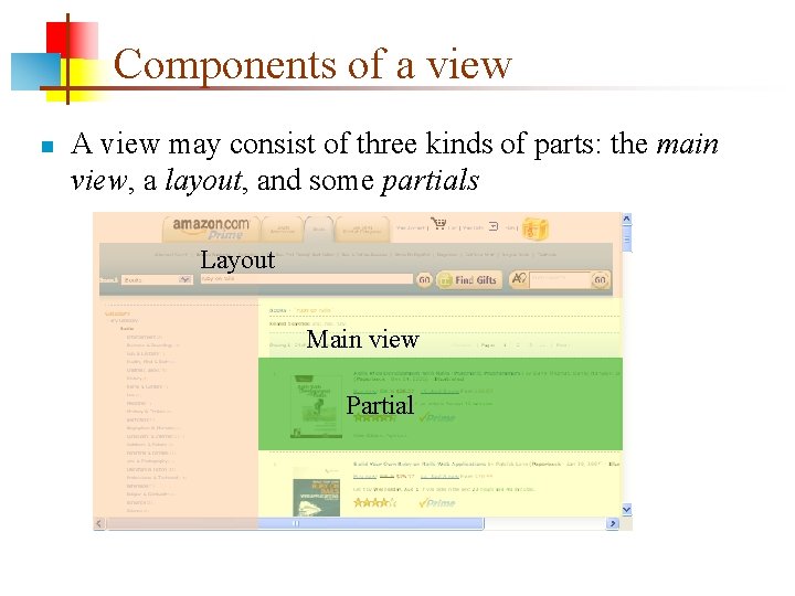 Components of a view n A view may consist of three kinds of parts: