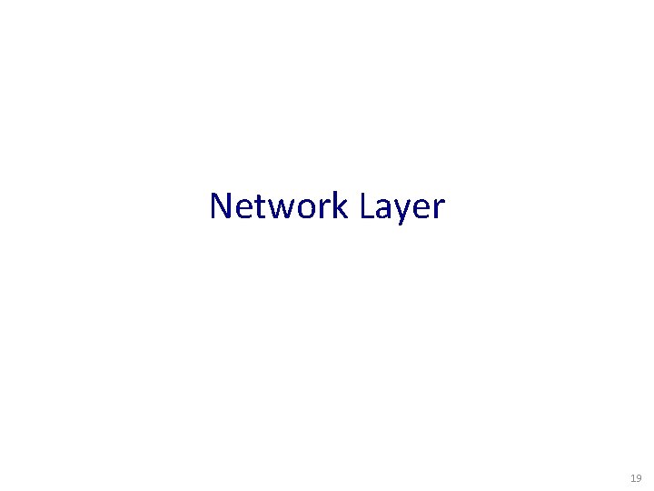 Network Layer 19 