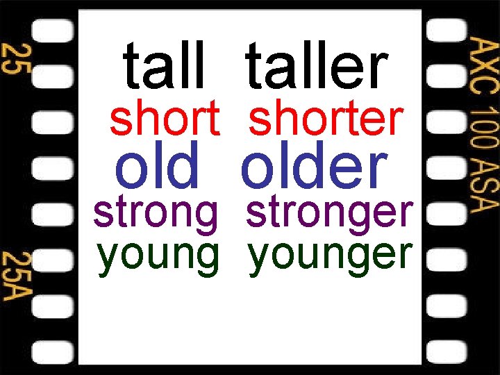 taller shorter older stronger younger 