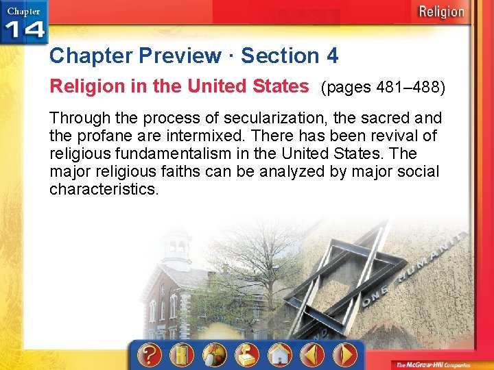 Chapter Preview · Section 4 Religion in the United States (pages 481– 488) Through