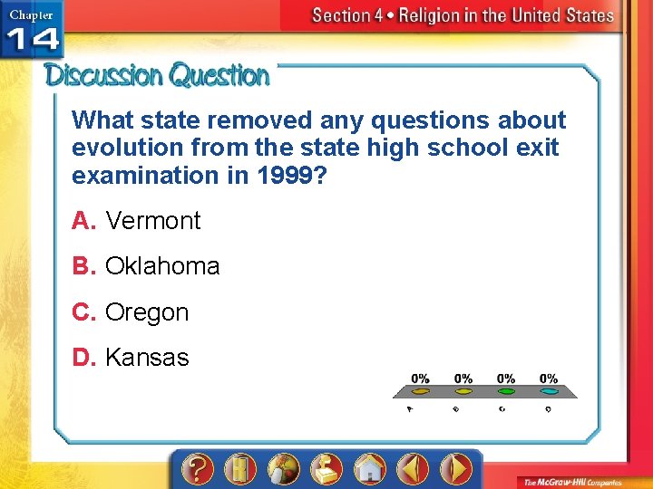 What state removed any questions about evolution from the state high school exit examination