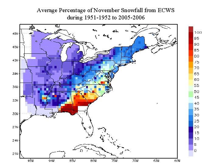 Average Percentage of November Snowfall from ECWS during 1951 -1952 to 2005 -2006 