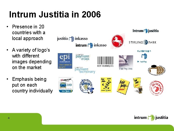 Intrum Justitia in 2006 • Presence in 20 countries with a local approach •