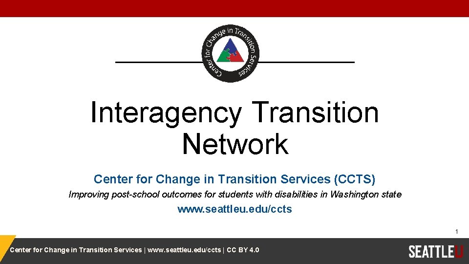 Interagency Transition Network Center for Change in Transition Services (CCTS) Improving post-school outcomes for