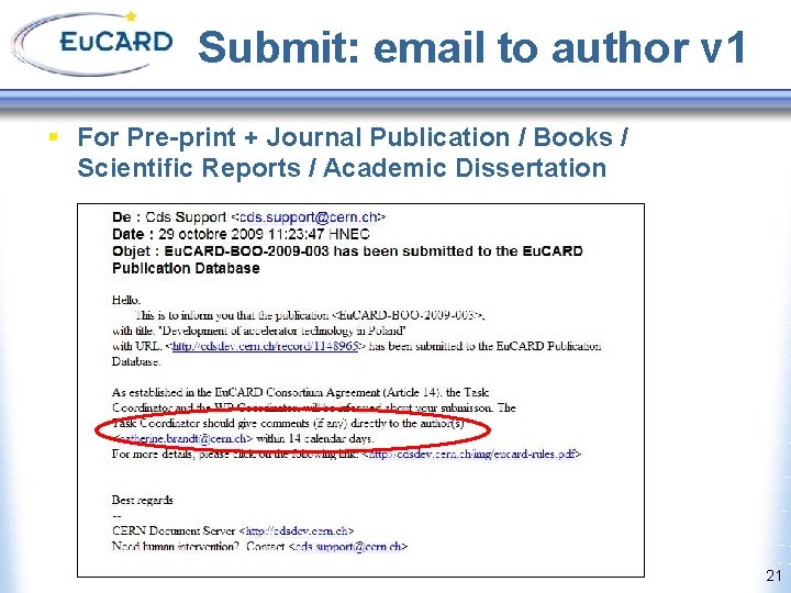 Submit: email to author v 1 § For Pre-print + Journal Publication / Books