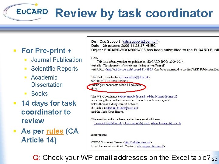Review by task coordinator § For Pre-print + § Journal Publication § Scientific Reports