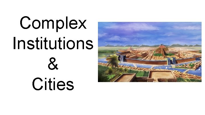 Complex Institutions & Cities 