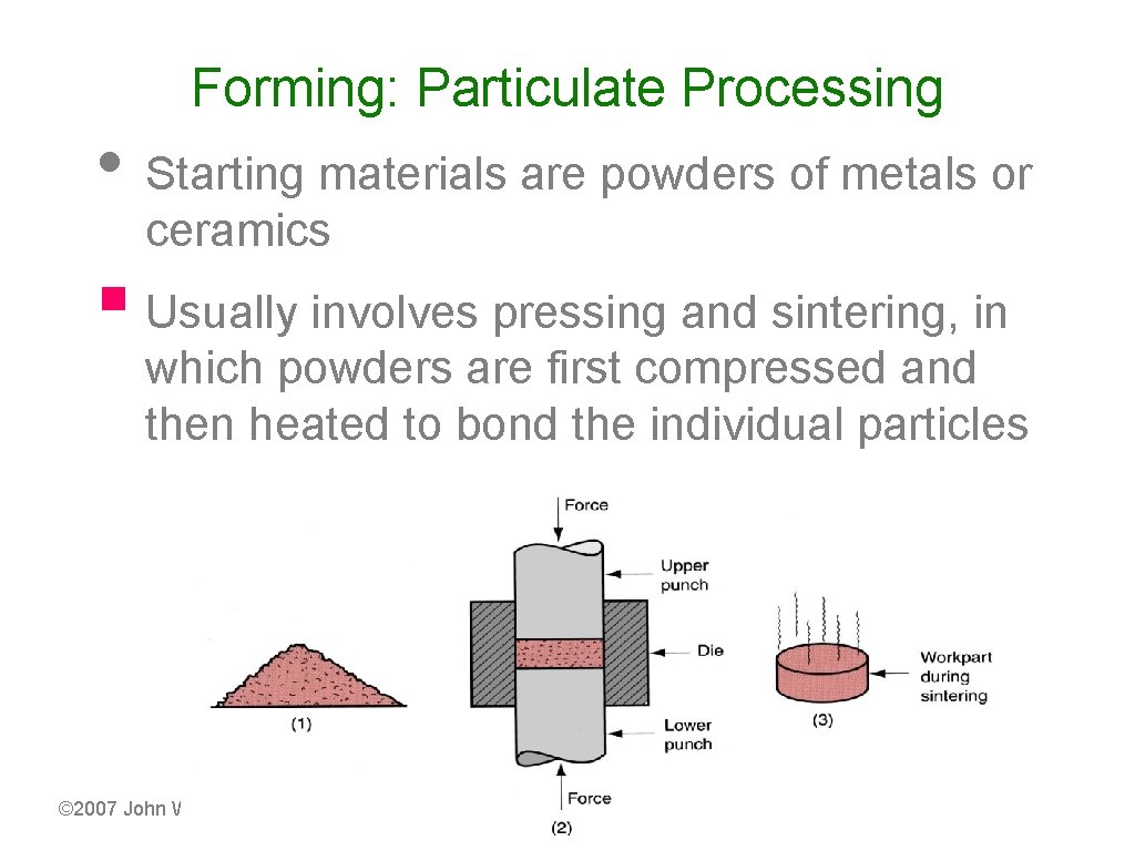 Forming: Particulate Processing • Starting materials are powders of metals or ceramics § Usually