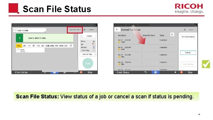 Scan File Status: View status of a job or cancel a scan if status