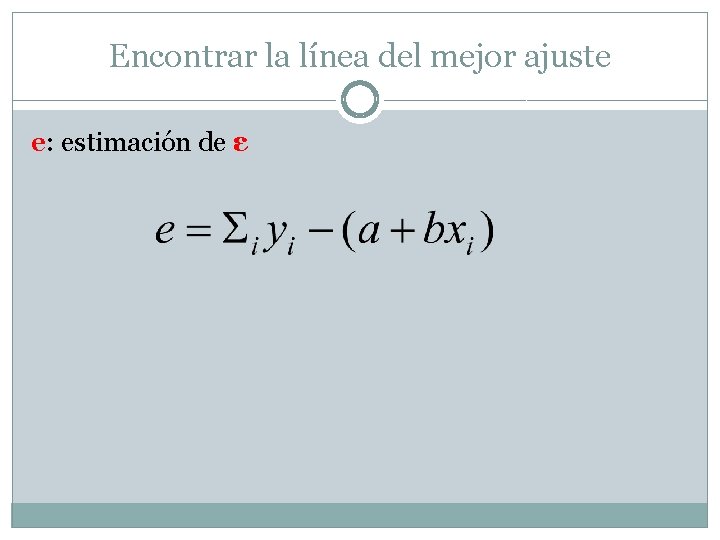 Encontrar la línea del mejor ajuste e: estimación de ε 