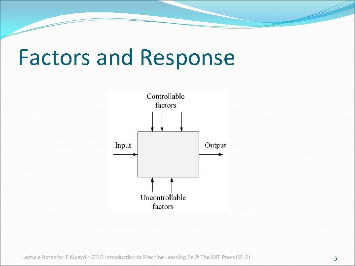 Factors and Response Lecture Notes for E Alpaydın 2010 Introduction to Machine Learning 2