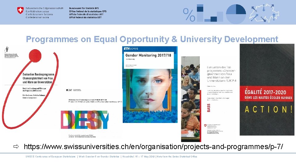 Programmes on Equal Opportunity & University Development https: //www. swissuniversities. ch/en/organisation/projects-and-programmes/p-7/ UNECE Conference of