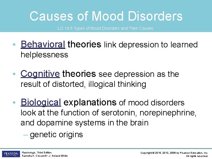 Causes of Mood Disorders LO 14. 5 Types of Mood Disorders and Their Causes