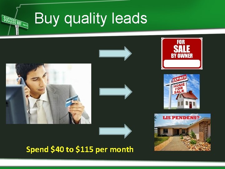 Buy quality leads Spend $40 to $115 per month 