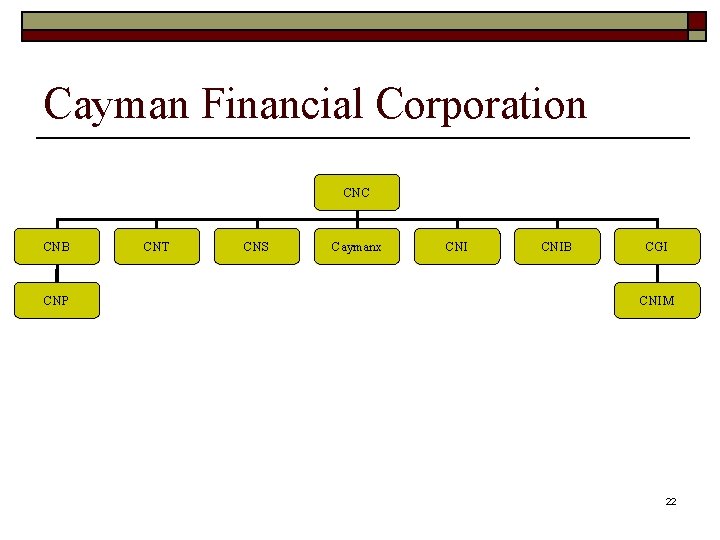 Cayman Financial Corporation CNC CNB CNP CNT CNS Caymanx CNIB CGI CNIM 22 