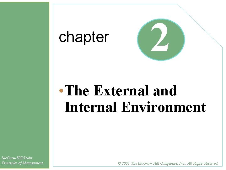 chapter 2 • The External and Internal Environment Mc. Graw-Hill/Irwin Principles of Management ©