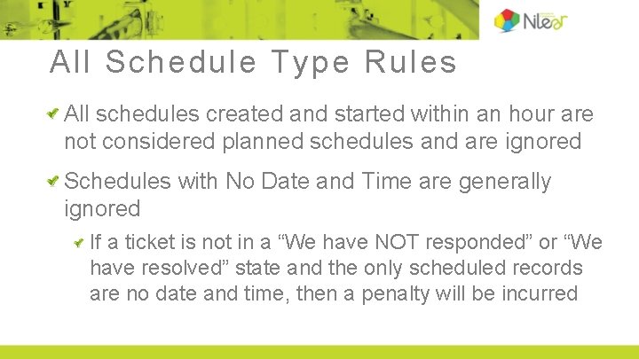 All Schedule Type Rules All schedules created and started within an hour are not