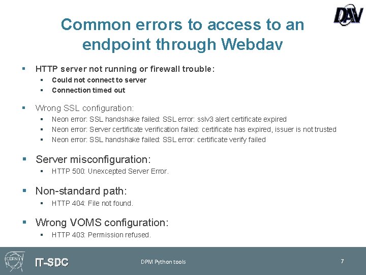 Common errors to access to an endpoint through Webdav § HTTP server not running