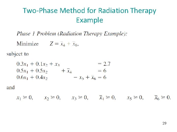 Two-Phase Method for Radiation Therapy Example 29 