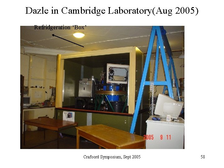 Dazle in Cambridge Laboratory(Aug 2005) Refridgeration ‘Box’ Crafoord Symposium, Sept 2005 58 