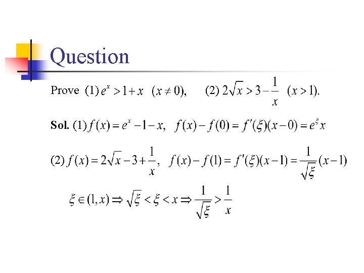 Question Prove (1) Sol. (1) (2) 