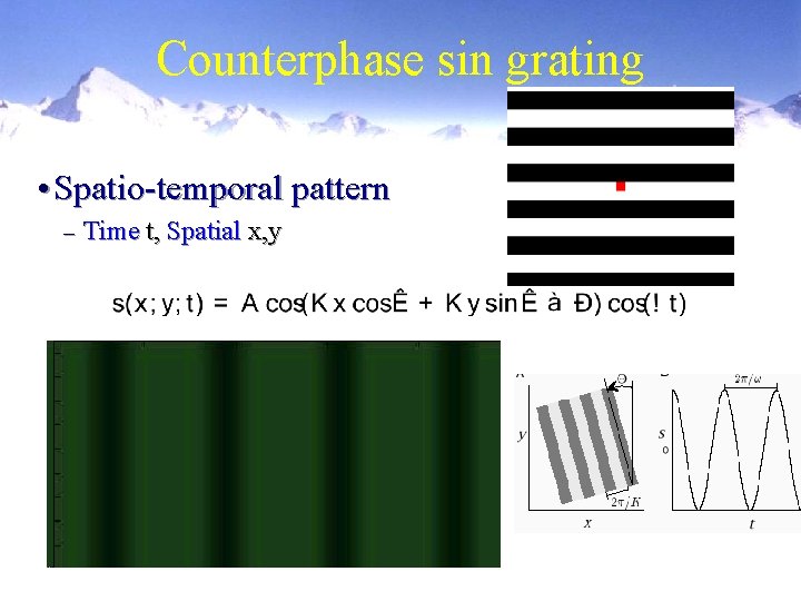 Counterphase sin grating • Spatio-temporal pattern – Time t, Spatial x, y 