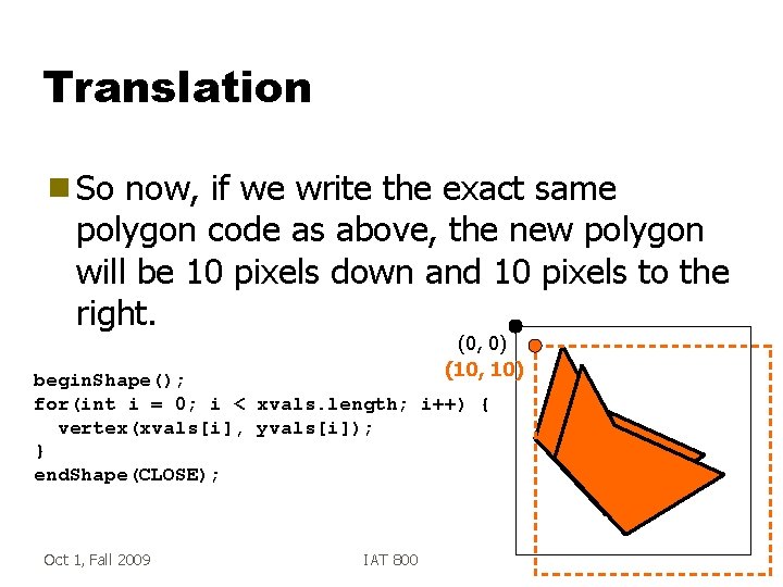 Translation g So now, if we write the exact same polygon code as above,