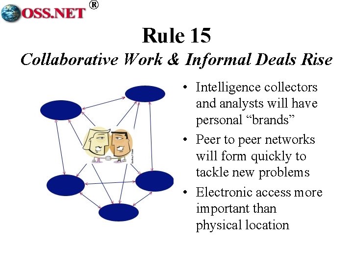 ® Rule 15 Collaborative Work & Informal Deals Rise • Intelligence collectors and analysts