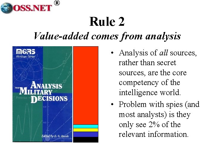 ® Rule 2 Value-added comes from analysis • Analysis of all sources, rather than