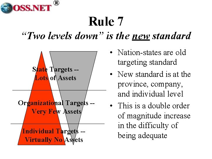 ® Rule 7 “Two levels down” is the new standard State Targets -Lots of