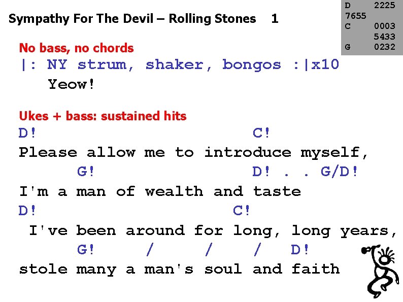Sympathy For The Devil – Rolling Stones 1 No bass, no chords D 2225