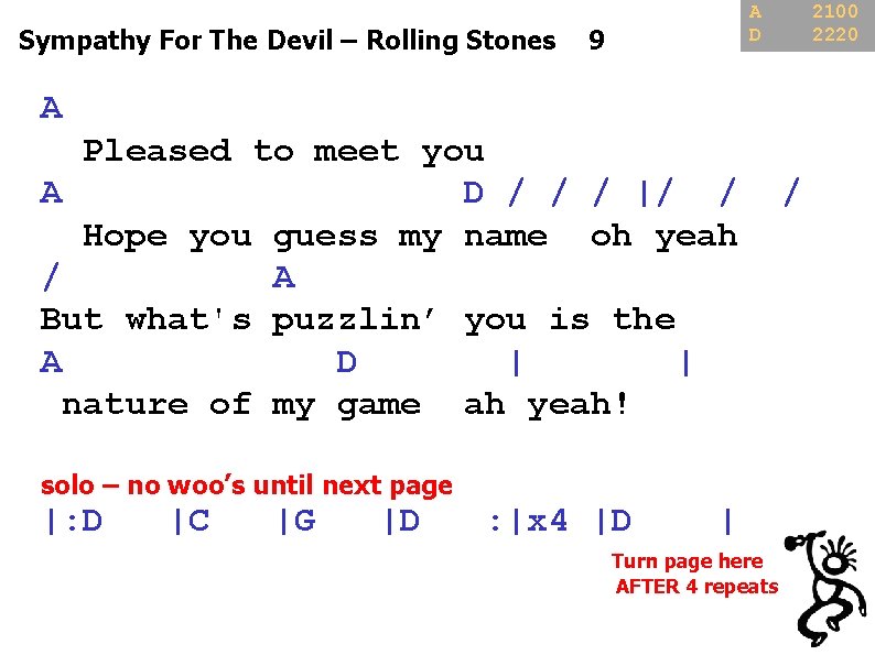 A D Sympathy For The Devil – Rolling Stones 9 2100 2220 A Pleased