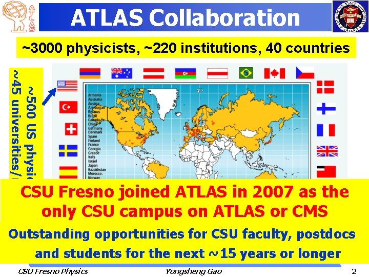 ATLAS Collaboration ~3000 physicists, ~220 institutions, 40 countries ~500 US physicists from ~45 universities/national