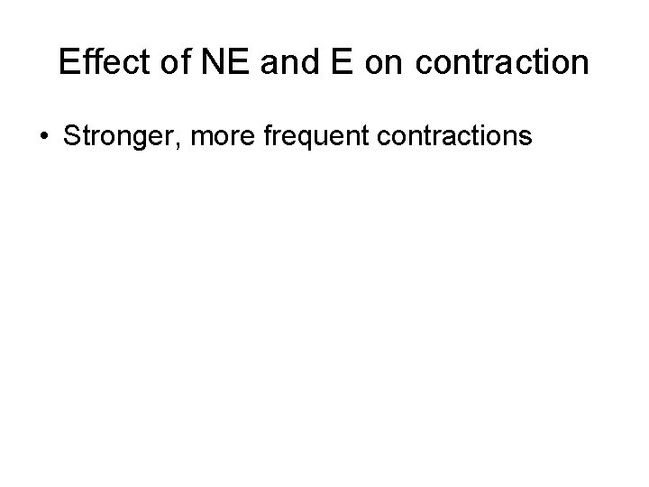 Effect of NE and E on contraction • Stronger, more frequent contractions 