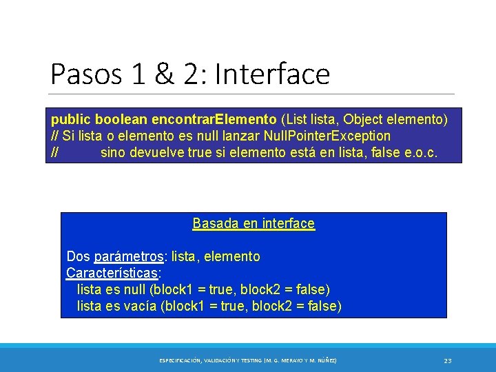 Pasos 1 & 2: Interface public boolean encontrar. Elemento (List lista, Object elemento) //