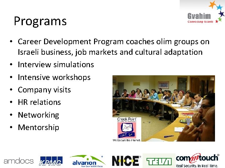Programs • Career Development Program coaches olim groups on Israeli business, job markets and
